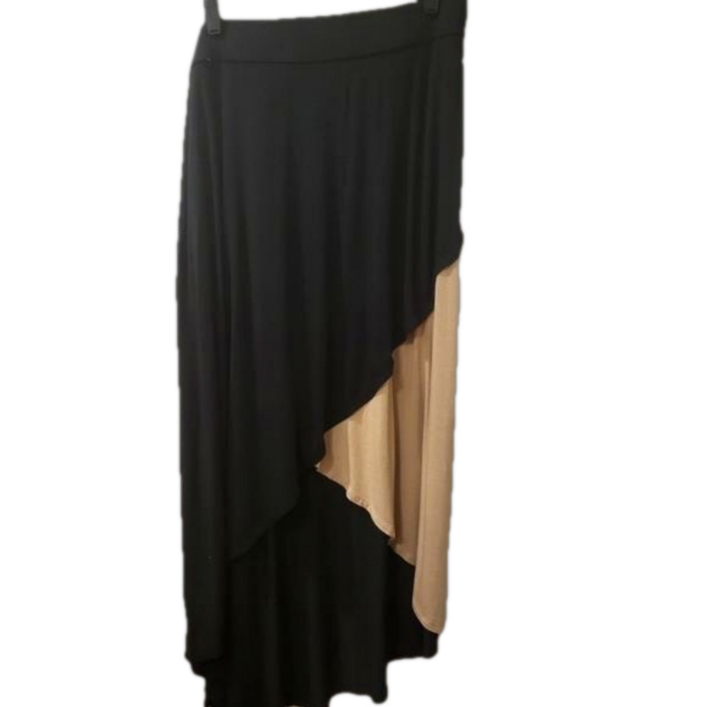 Lane Bryants , Black /Light Brown Skirt Asymetric Front Split , Plus Size 18/20